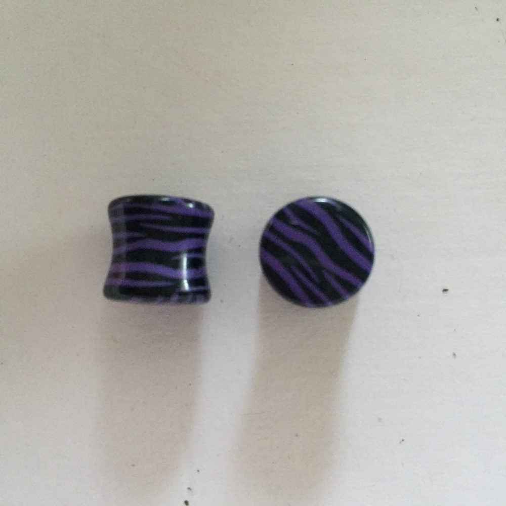 Purple zebra print size 0 plugs